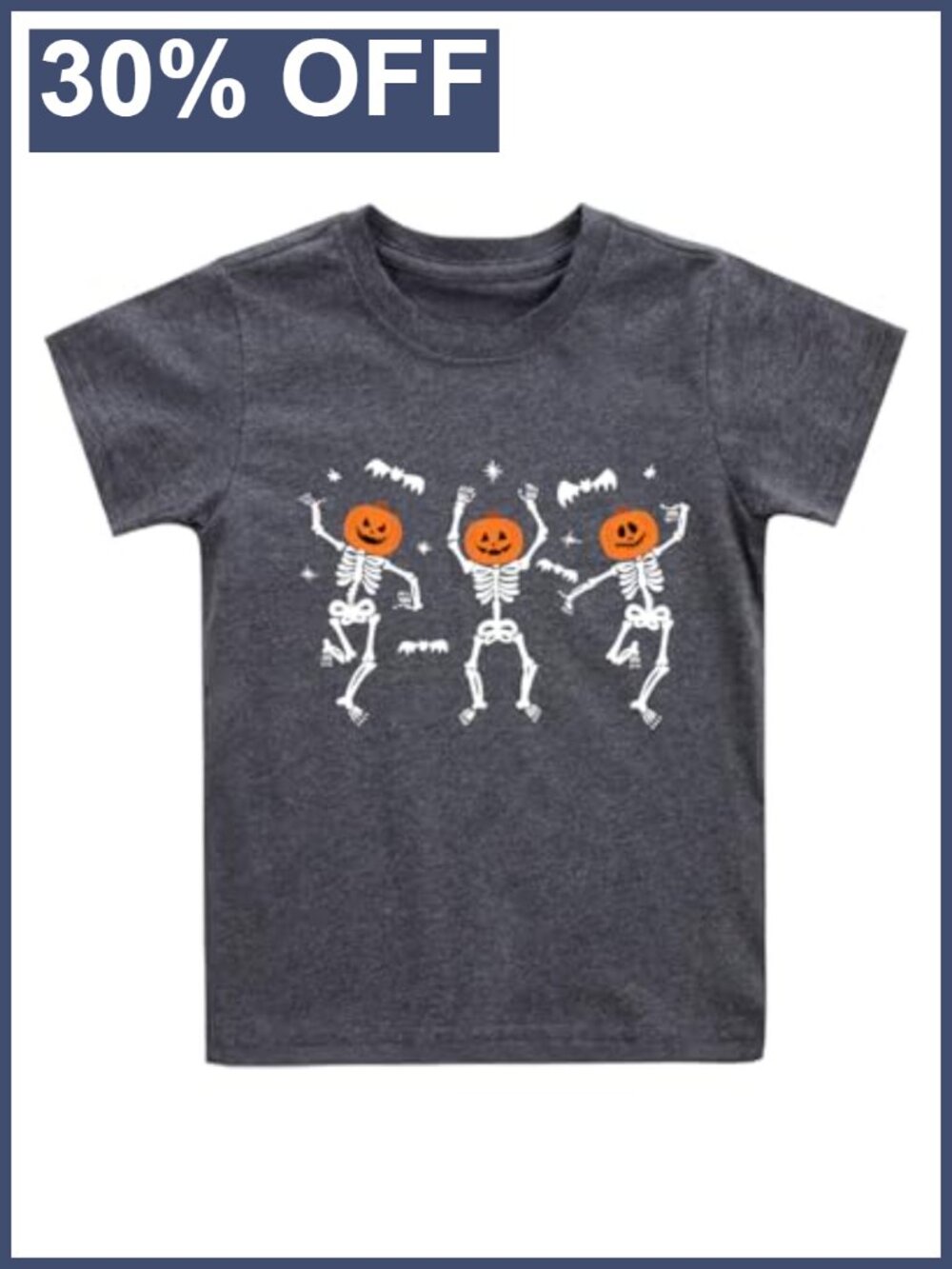 Kids Halloween Tee Pumpkin Ghost Skeleton Cotton Shirt 2-7Y